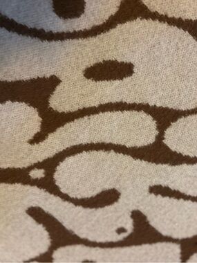 ROMWE Cream and Brown Abstract Crewneck Sweater